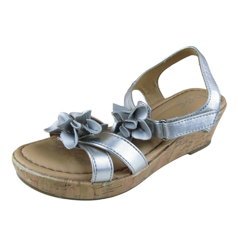 Born Concept Sz 2 Shoes‎ Girls Youth Gladiator Silver Synthetic Hook & Loop